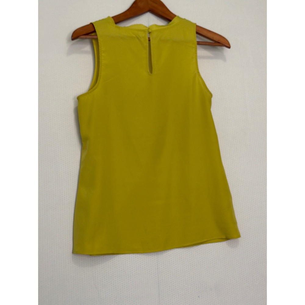 New York & Company Chartreuse Yellow Ruffle Petal Neck Sleeveless Blouse Small - Picture 8 of 10